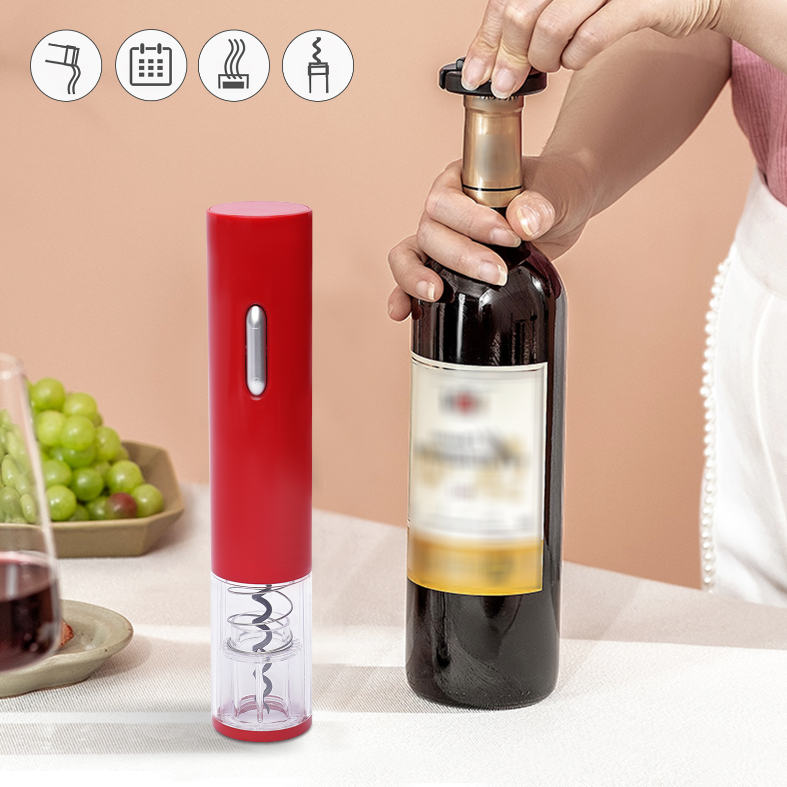 Red Electric Wine Opener Autom - Wine Opener Electric recension och pris