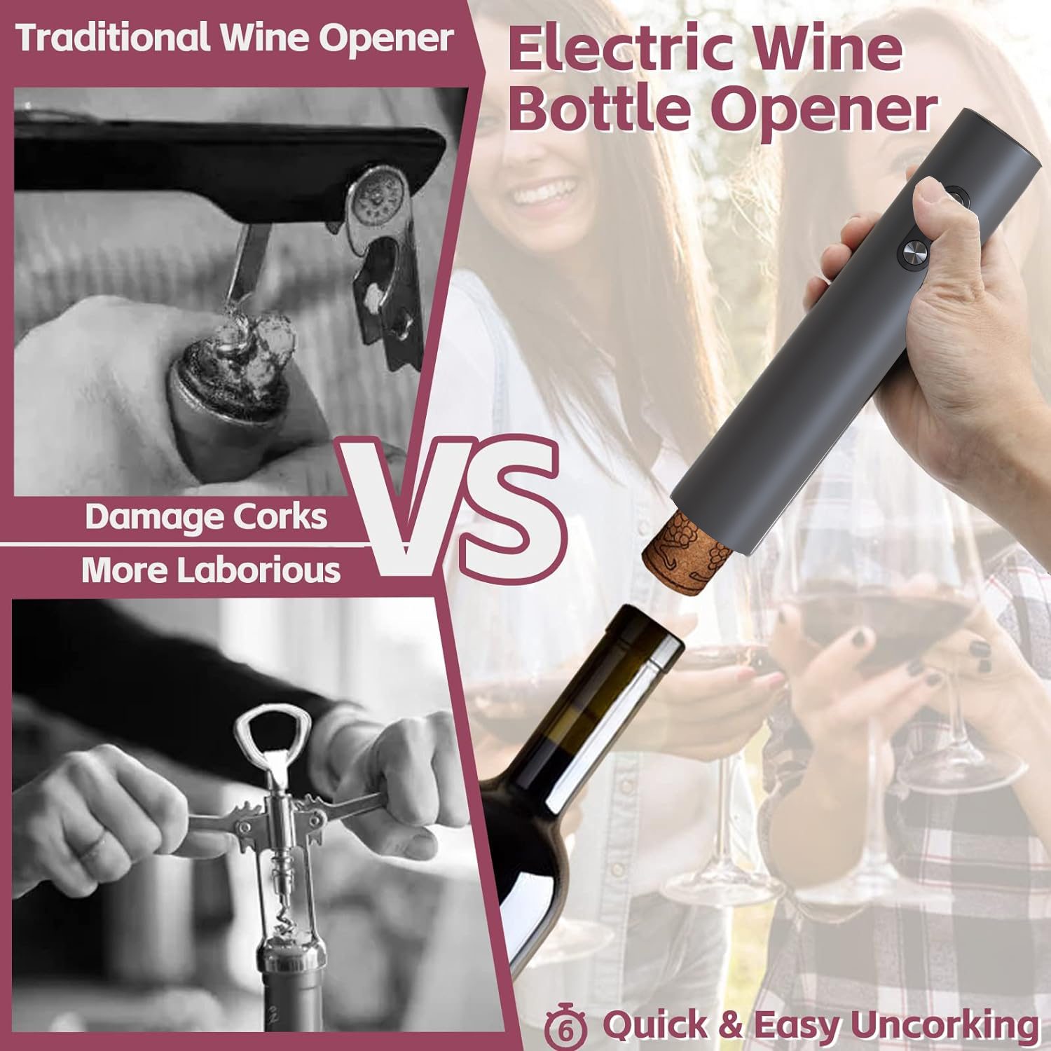 Electric Wine Opener, Black Co - Wine Opener Electric recension och pris