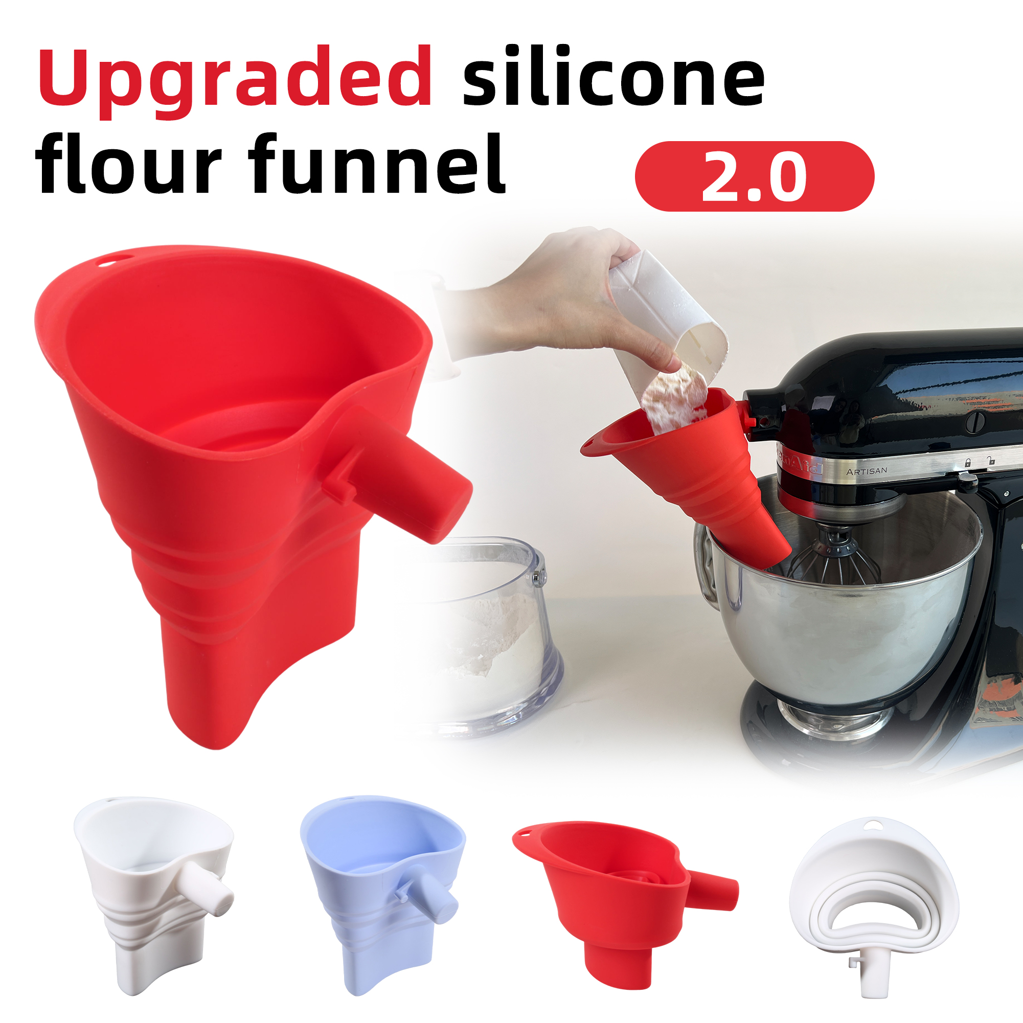1/3pcs mix Silicone Flour Funn - Kitchen Appliances For Restaurant recension och pris